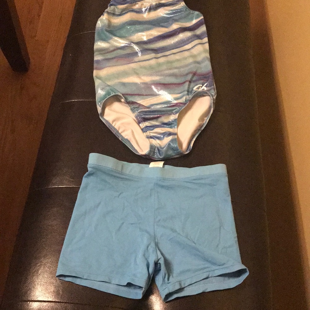 Gymnastics leotard and shorts